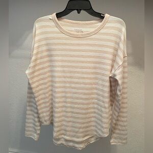 Time and Tru Women’s Small Cream and White Striped Boxy Tunic Top